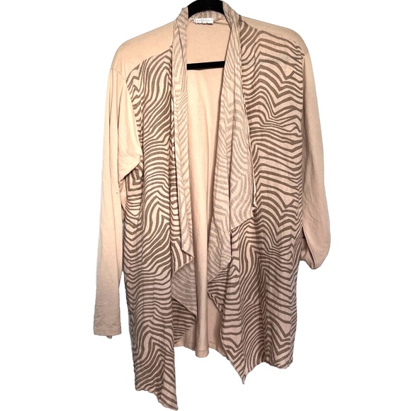 Caposhie Top Open Front Jacket Over Up Made In Italy Linen Cotton Pink Tan Large - Picture 1 of 5